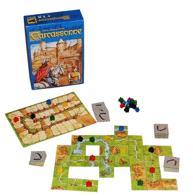 Image showing the game components of Carcassonne