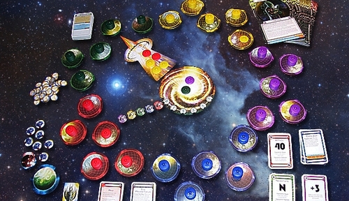 Image showing the game components of Cosmic Encounter