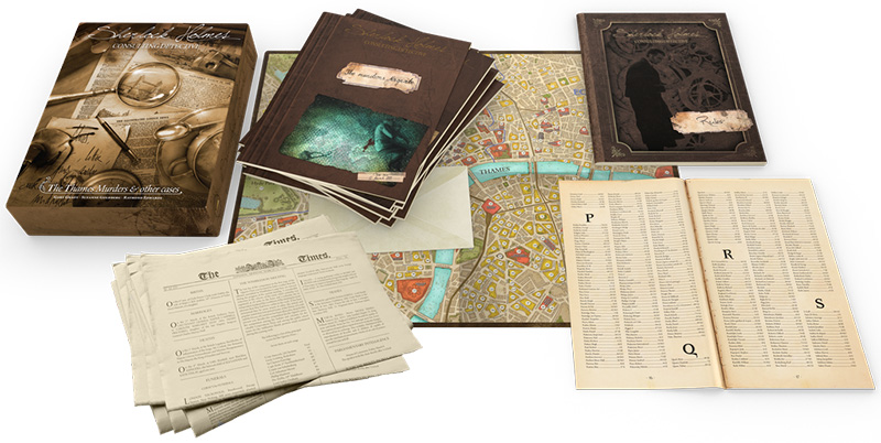 Image showing the game components of Sherlock Holmes: Consulting Detective